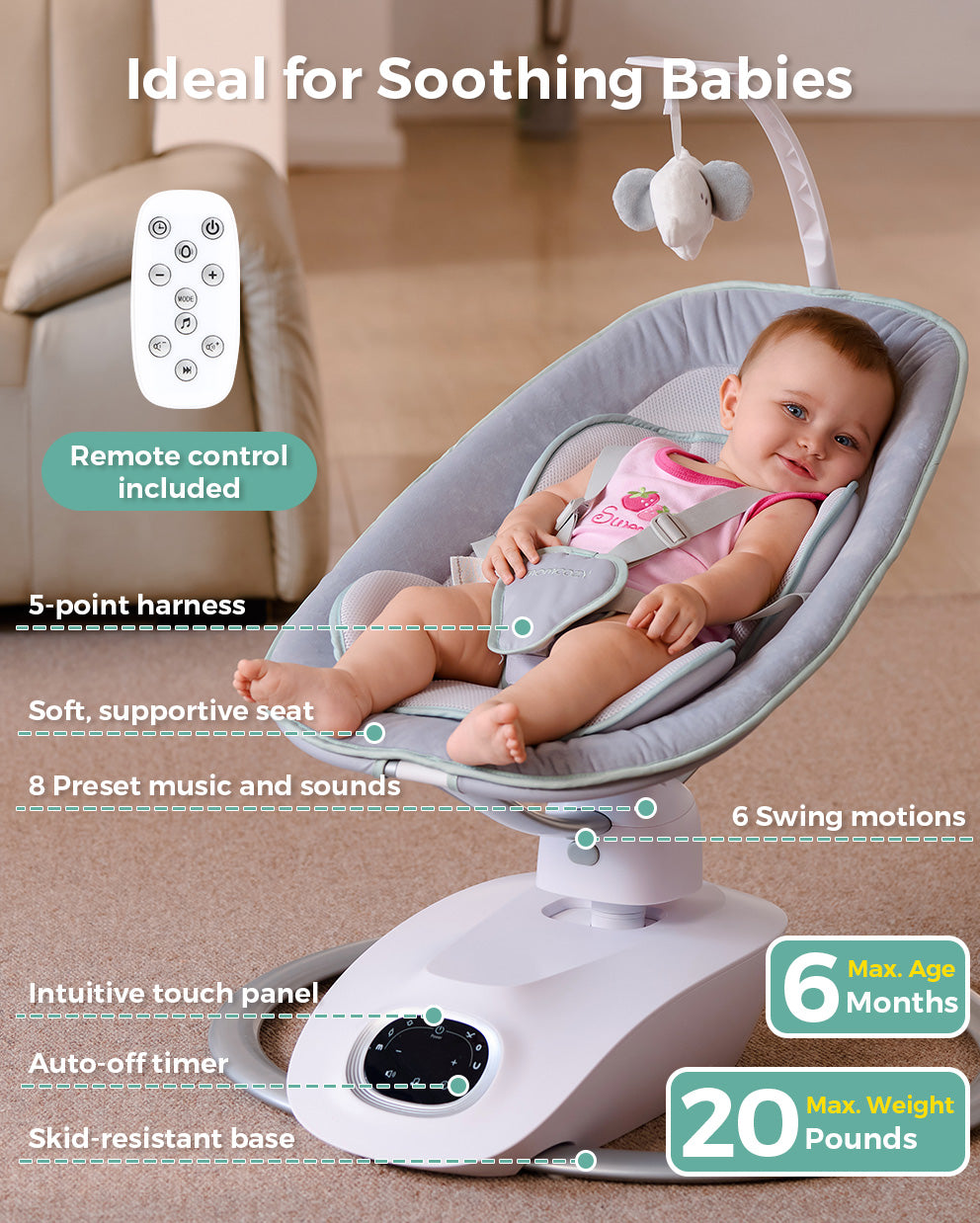 Momcozy CocoSway 3D-Motion Electric Baby Swing