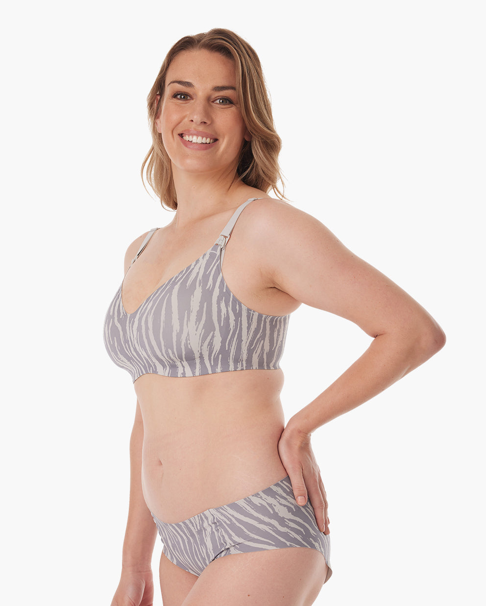 SMOOTH - Ultra Soft Gray Zebra Maternity Nursing Bra