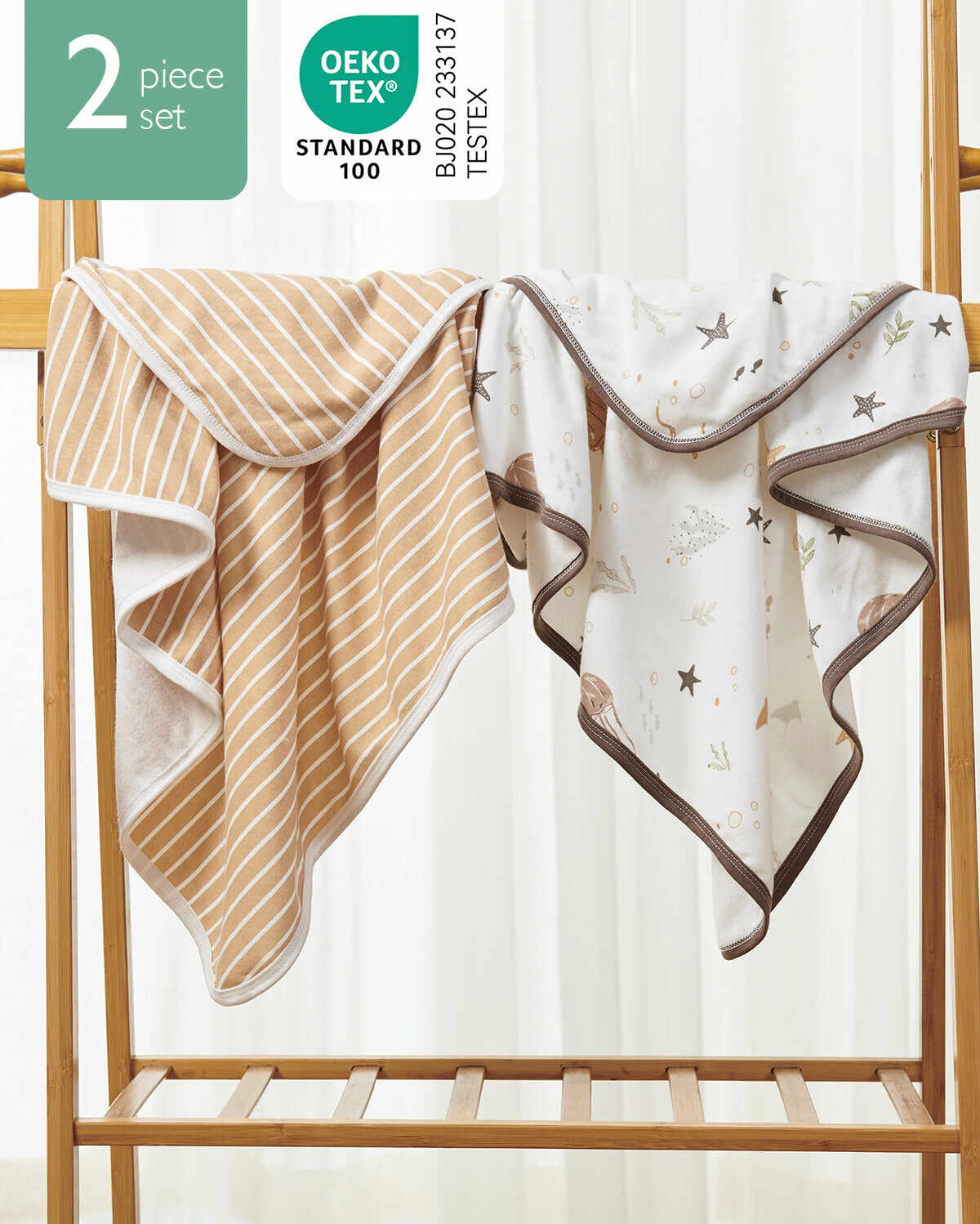 Momcozy 新生儿淋浴用连帽巾 - 2 条装（1 件装）