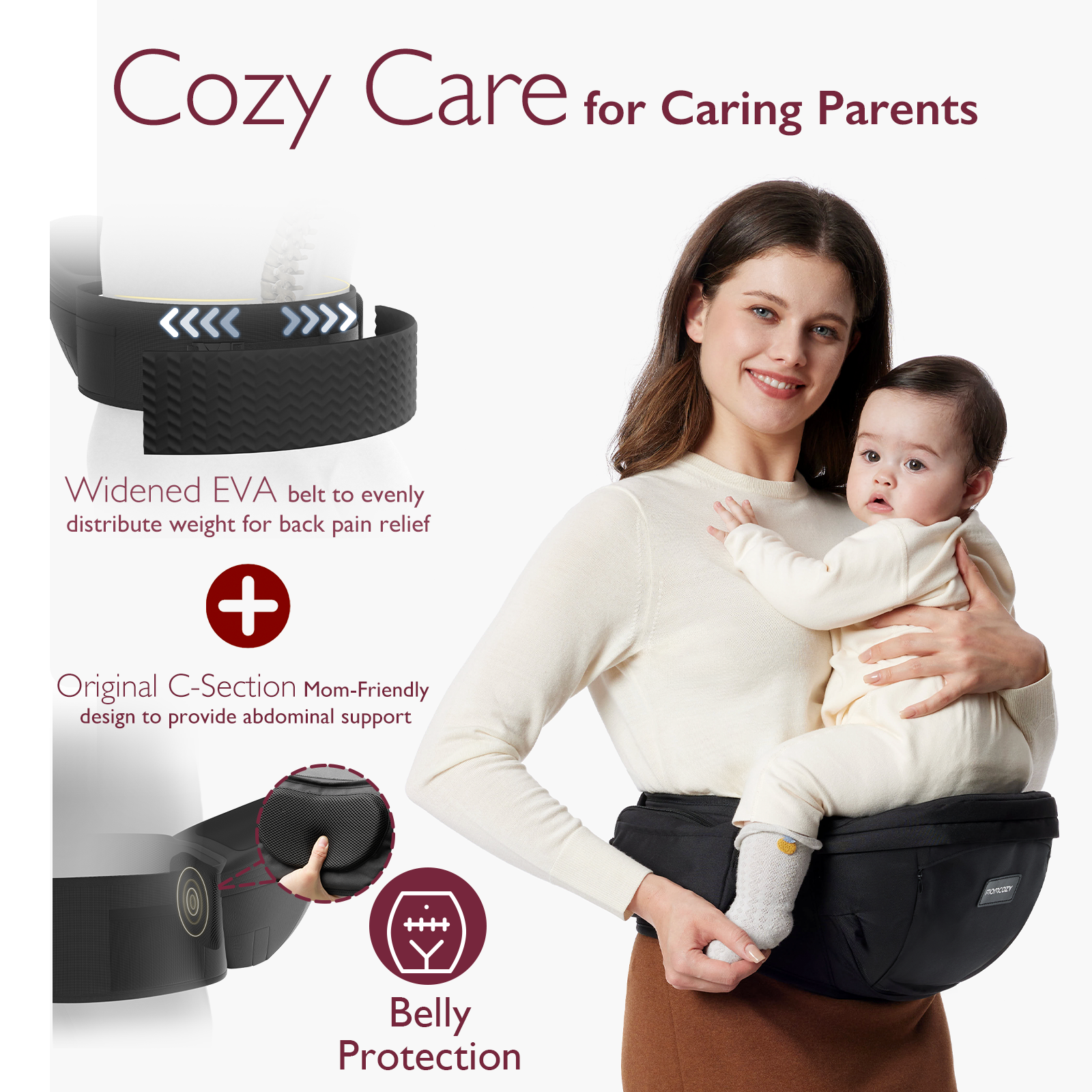 3D Belly Protector & EVA Massage Board-Baby Hip Seat Carrier