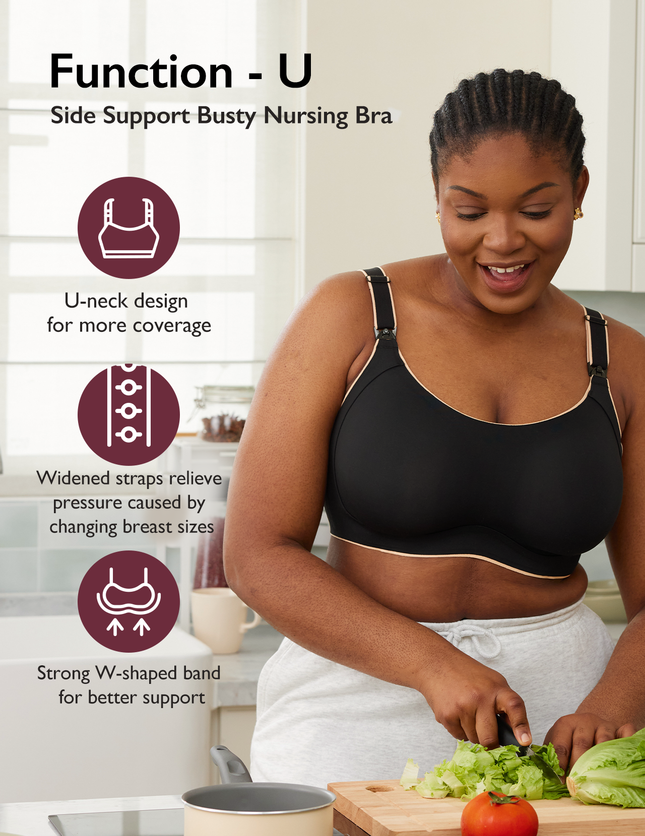 Function - U Side Support Busty Nursing Bra