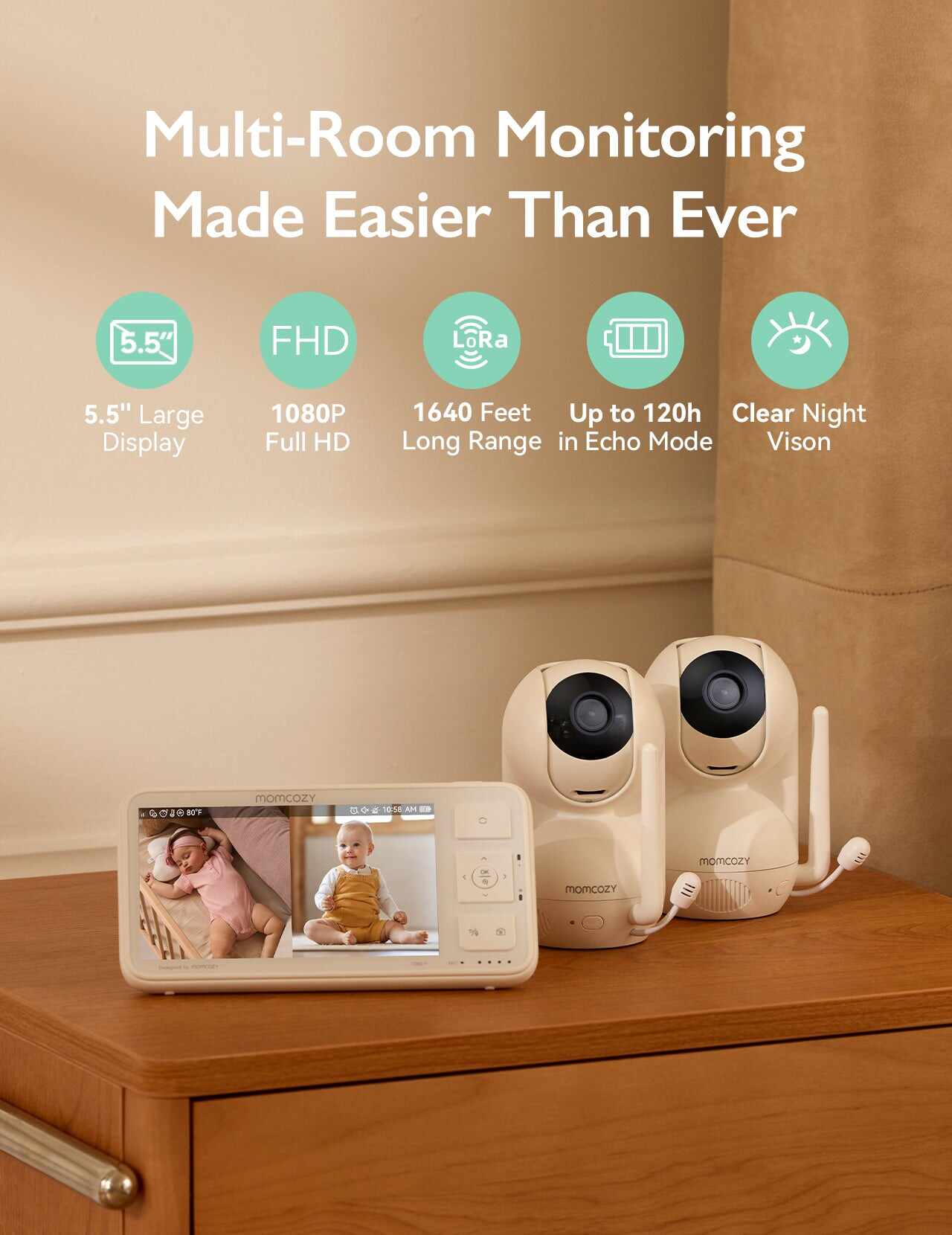 Momcozy 5.5''全高清视频婴儿监视器 - BM03