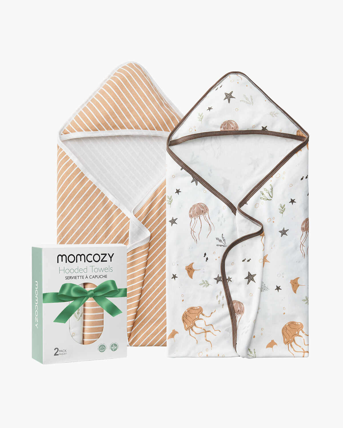 Momcozy 新生儿淋浴用连帽巾 - 2 条装（1 件装）