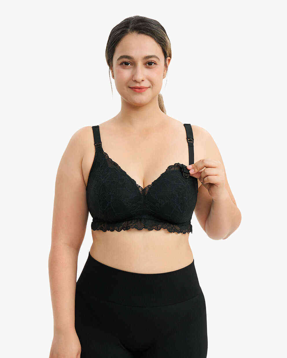 柔软蕾丝 V 领哺乳文胸