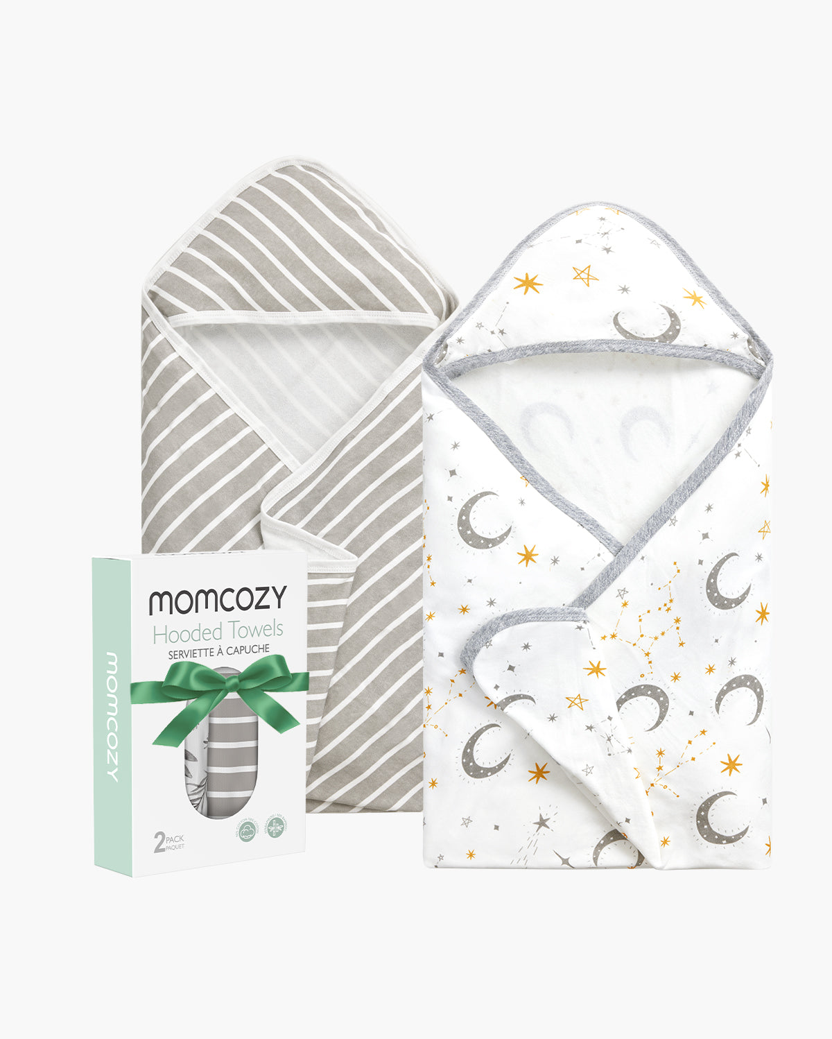 Momcozy Baby Hooded Towel for Newborn Shower - 2 Count (Pack of 1)