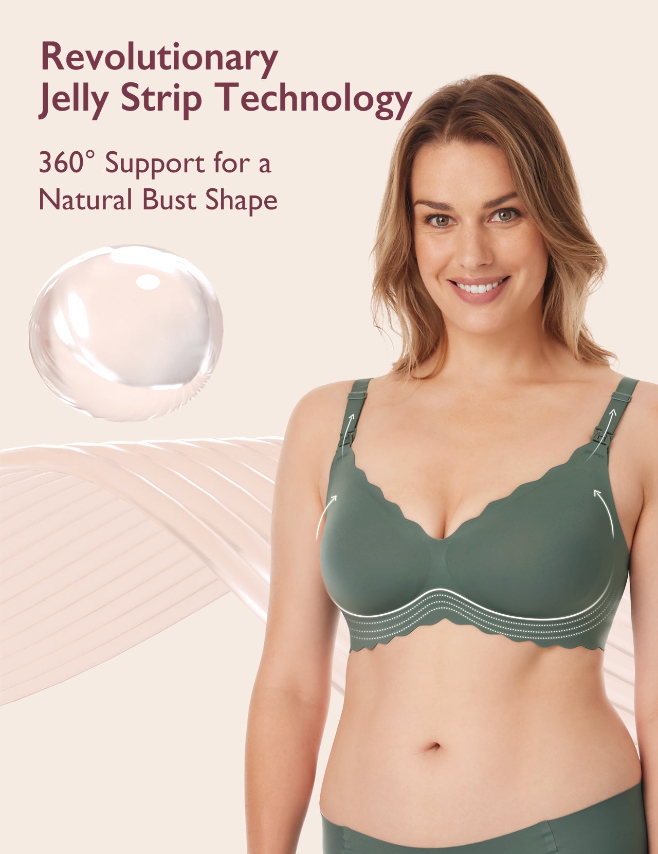 Jelly Strip - Seamless Floral Push up Nursing Bra -YN46