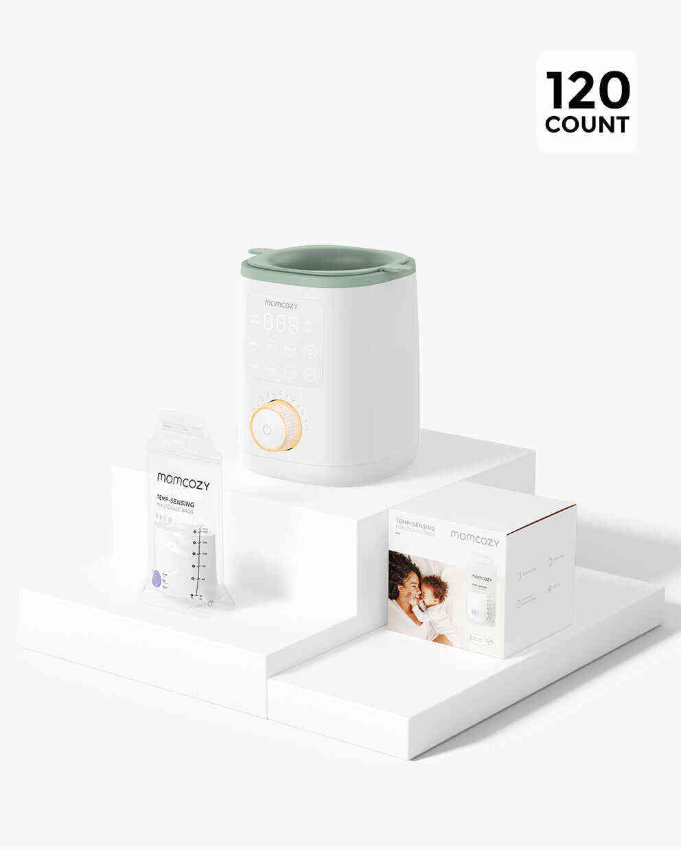 Nutri Smart 暖奶器和 120 个装母乳储存袋