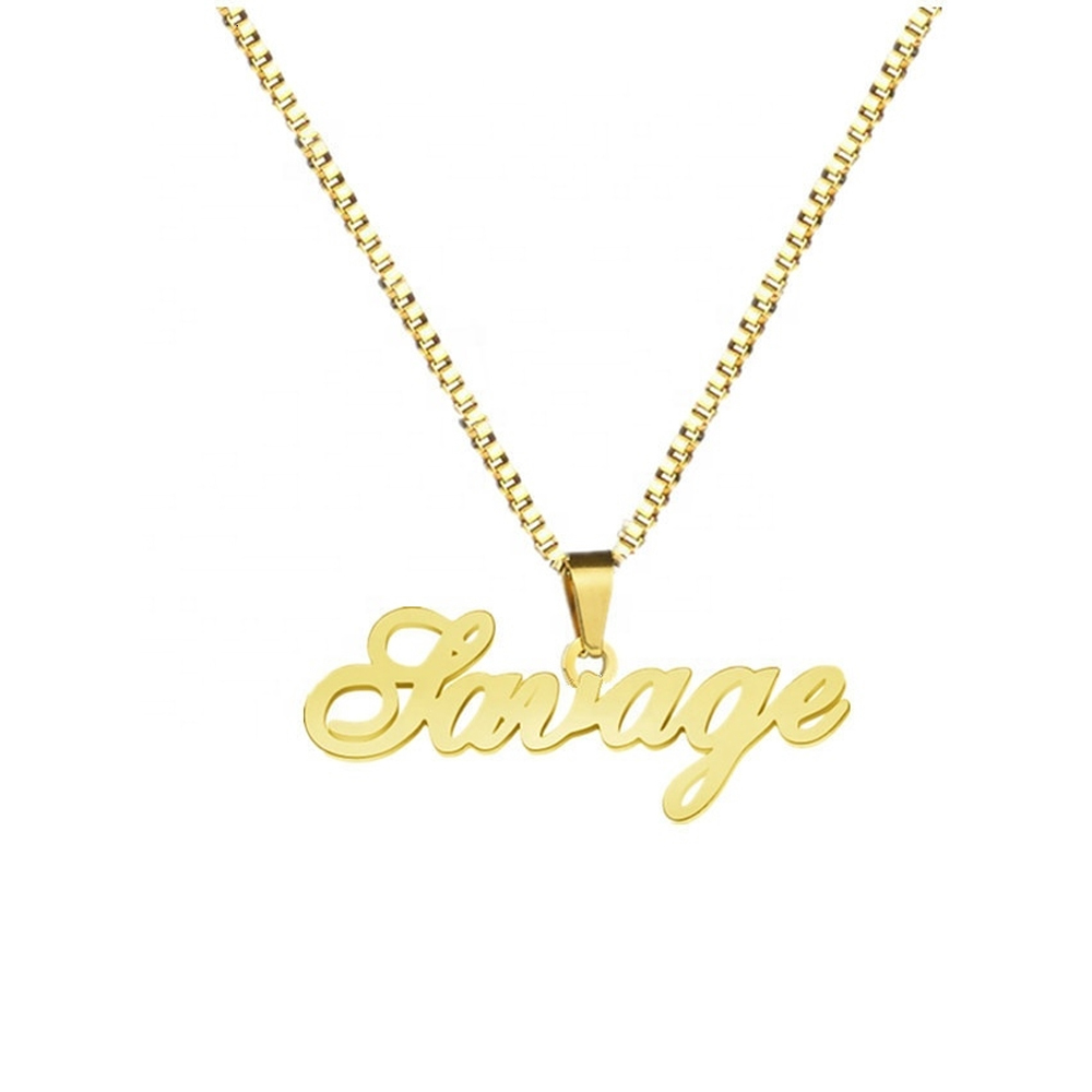 Custom Name Pendant Necklace Stainless Steel Name Plate Necklace