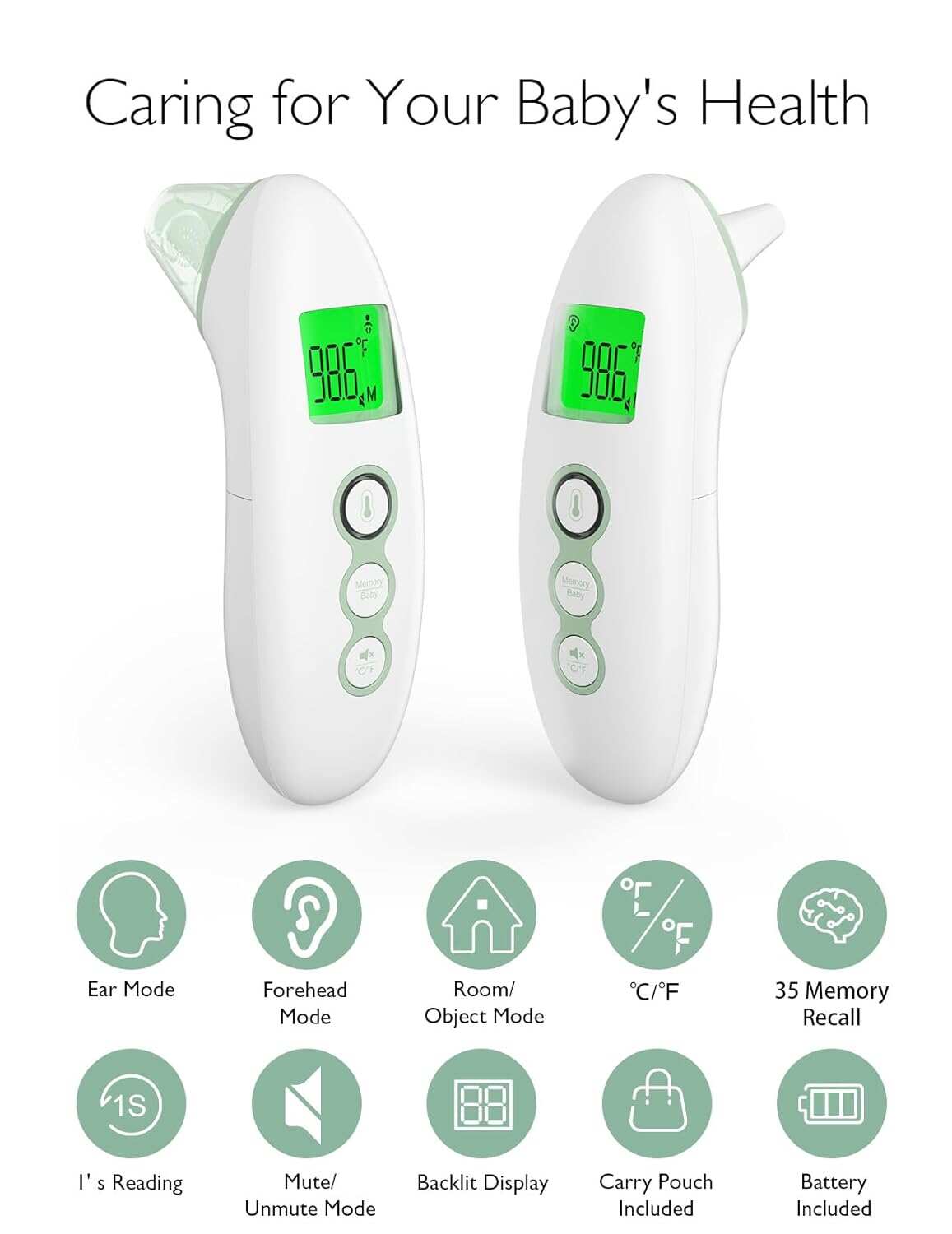 Momcozy 非接触式前额和耳温计