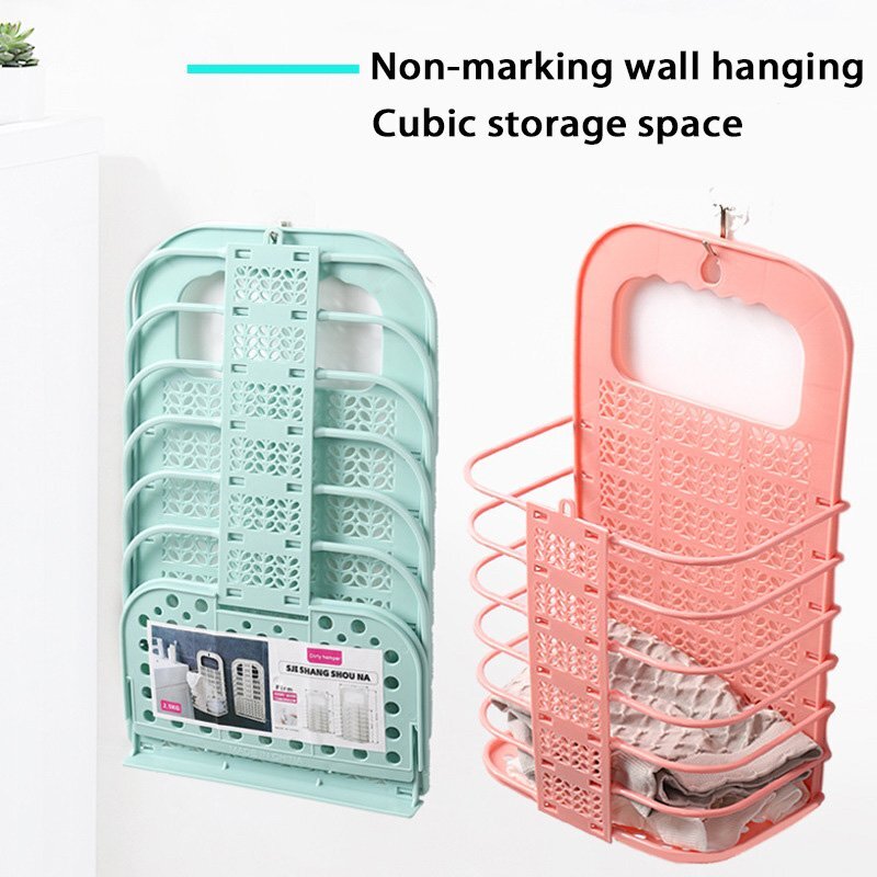 Folding wall-mounted non-perforated storage baskets