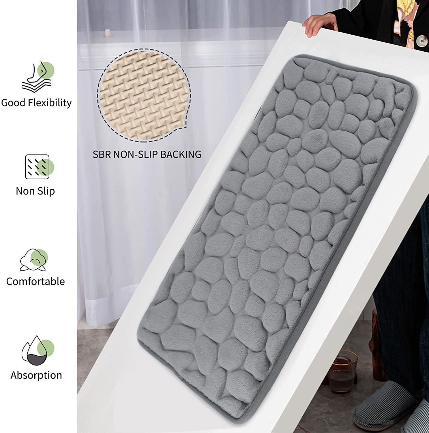 💥Last Day 48% OFF💥Cobblestone Embossed Bathroom Bath Mat