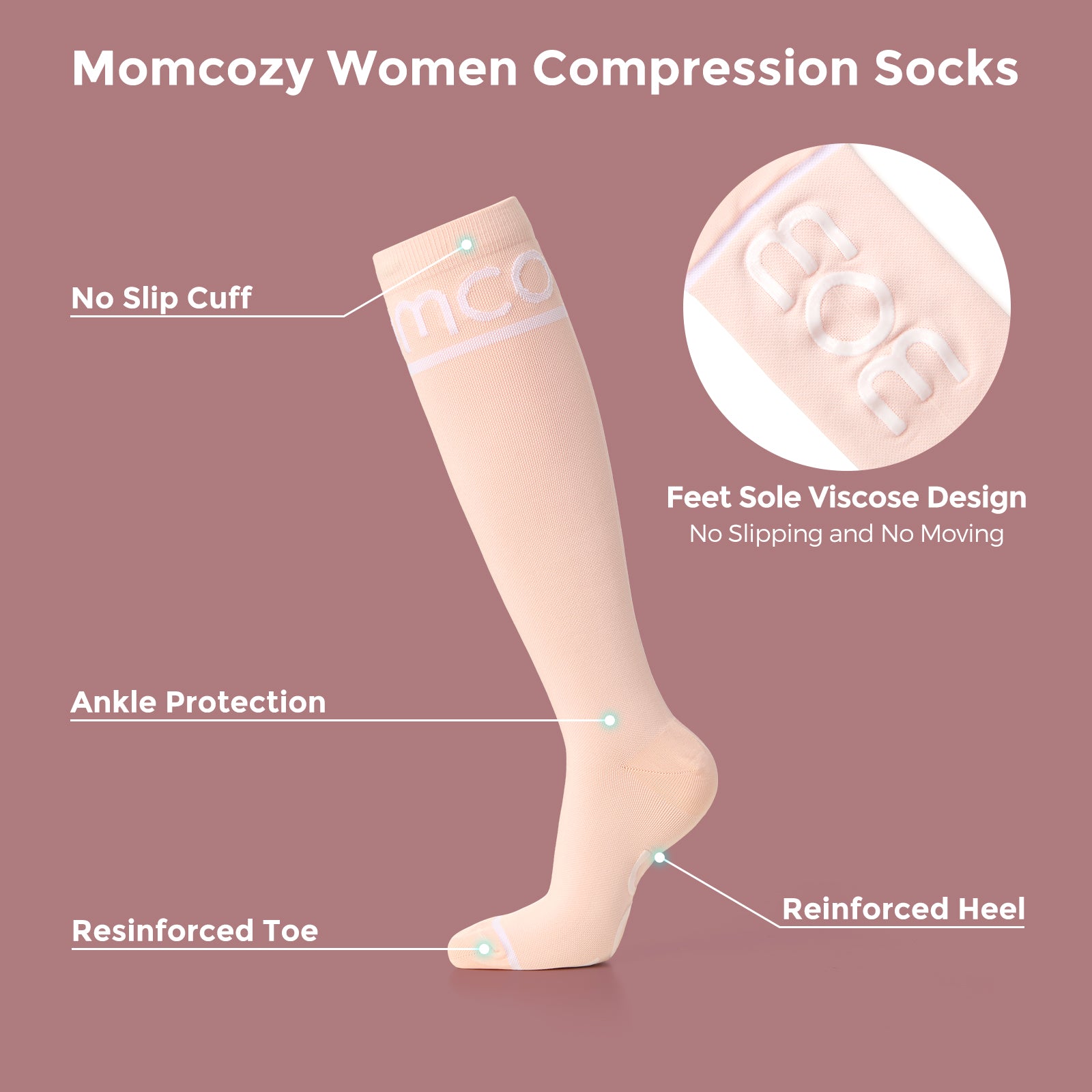 Momcozy Compression Socks for Pregnancy Women, 2 Pack 15-20 mmHg