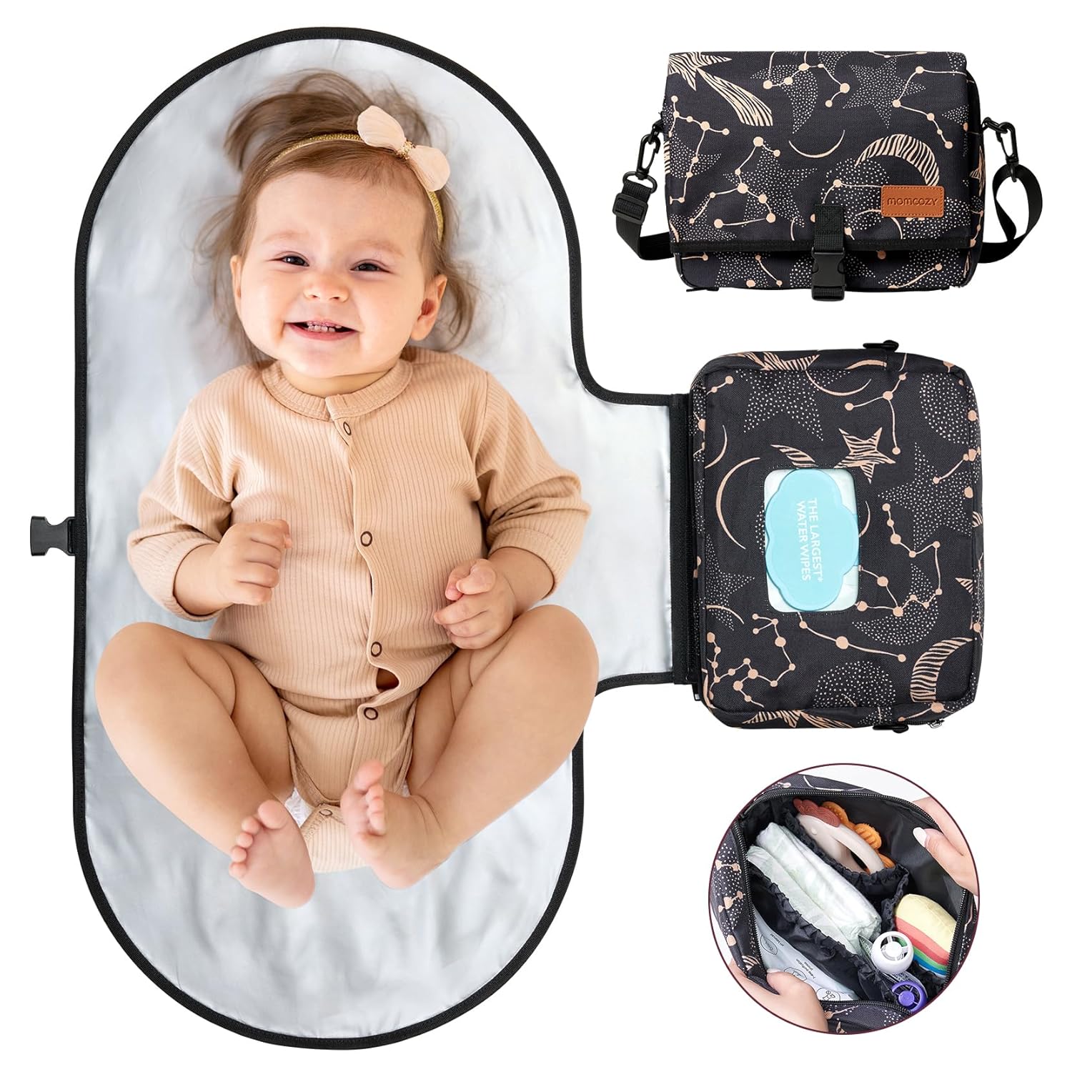 Momcozy 2-in-1 Diaper Changing Pad Bag - Portable Diaper Changing Pad