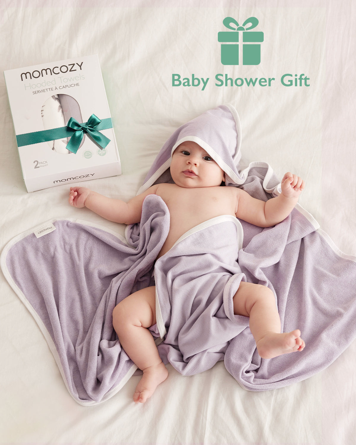 Momcozy Baby Hooded Towel for Newborn Shower - 2 Count (Pack of 1)