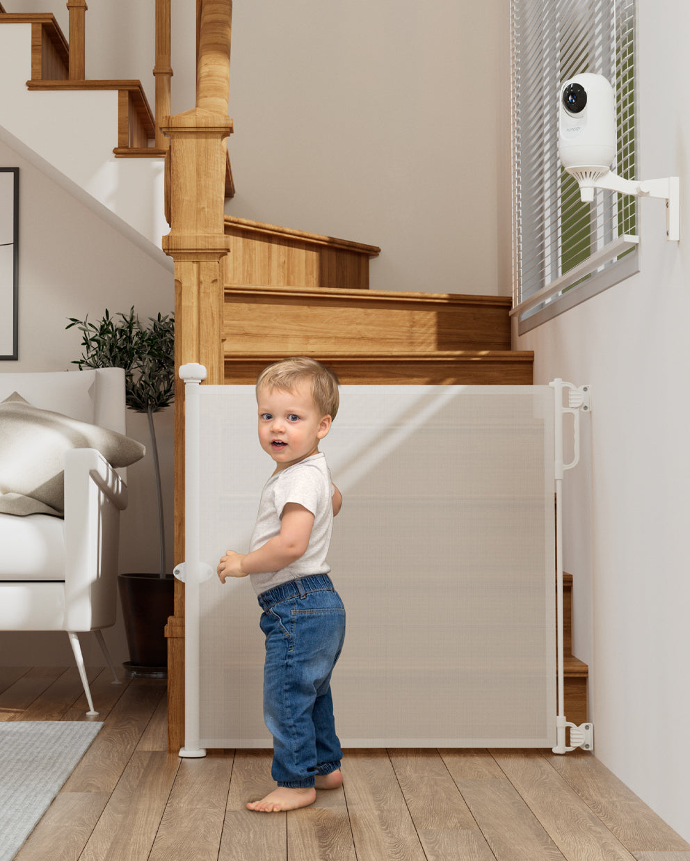 Safety First! Bundle: Single Baby Monitor and Single Retractable Baby Gate