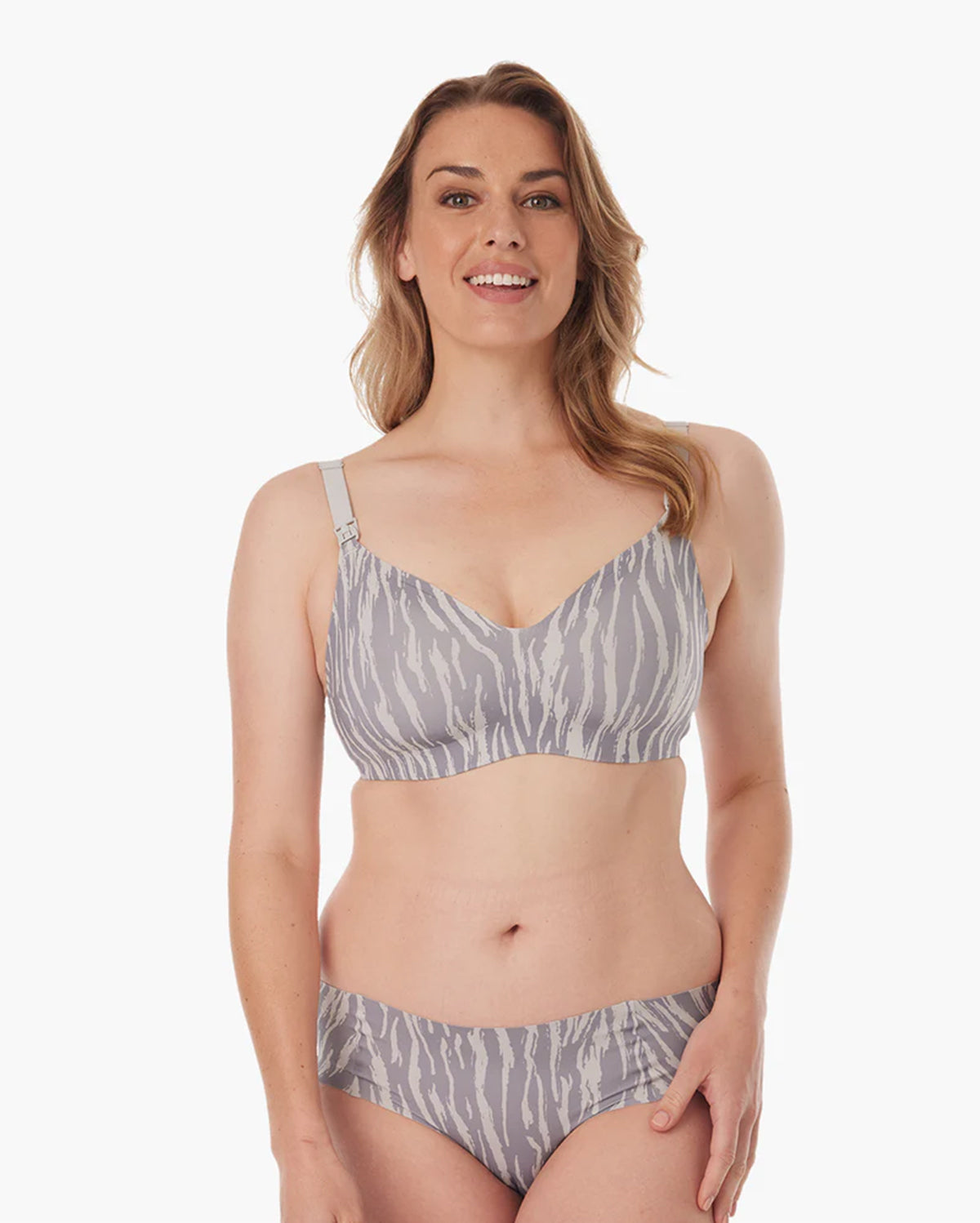 SMOOTH - Ultra Soft Gray Zebra Maternity Nursing Bra