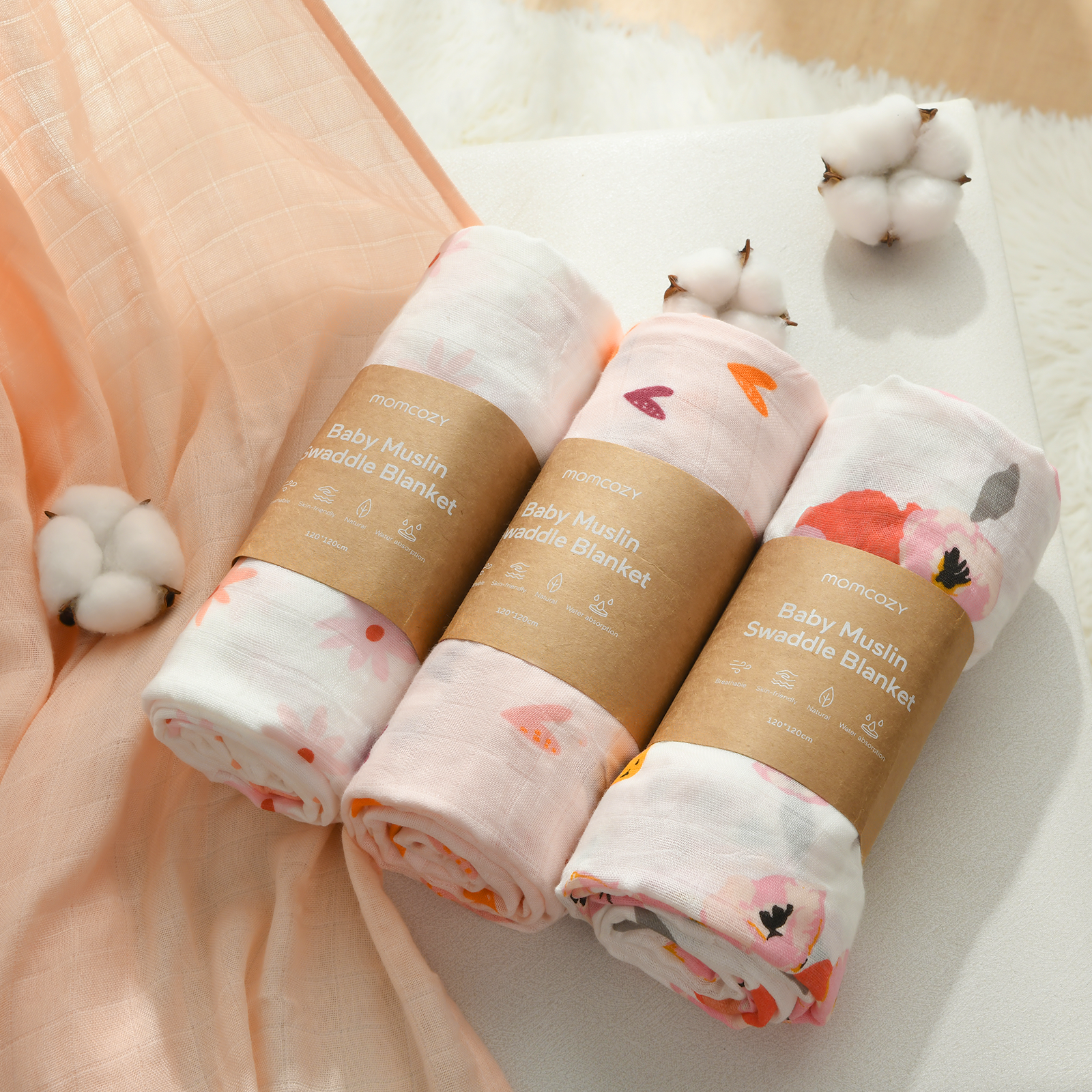 Momcozy Softness Upgrade Muslin Swaddle Blankets