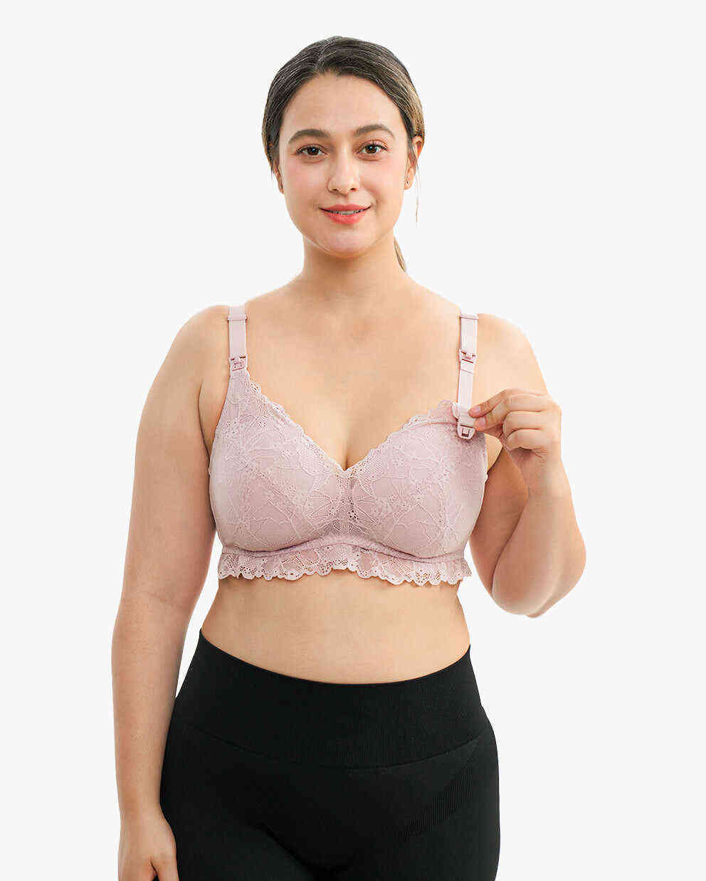 柔软蕾丝 V 领哺乳文胸