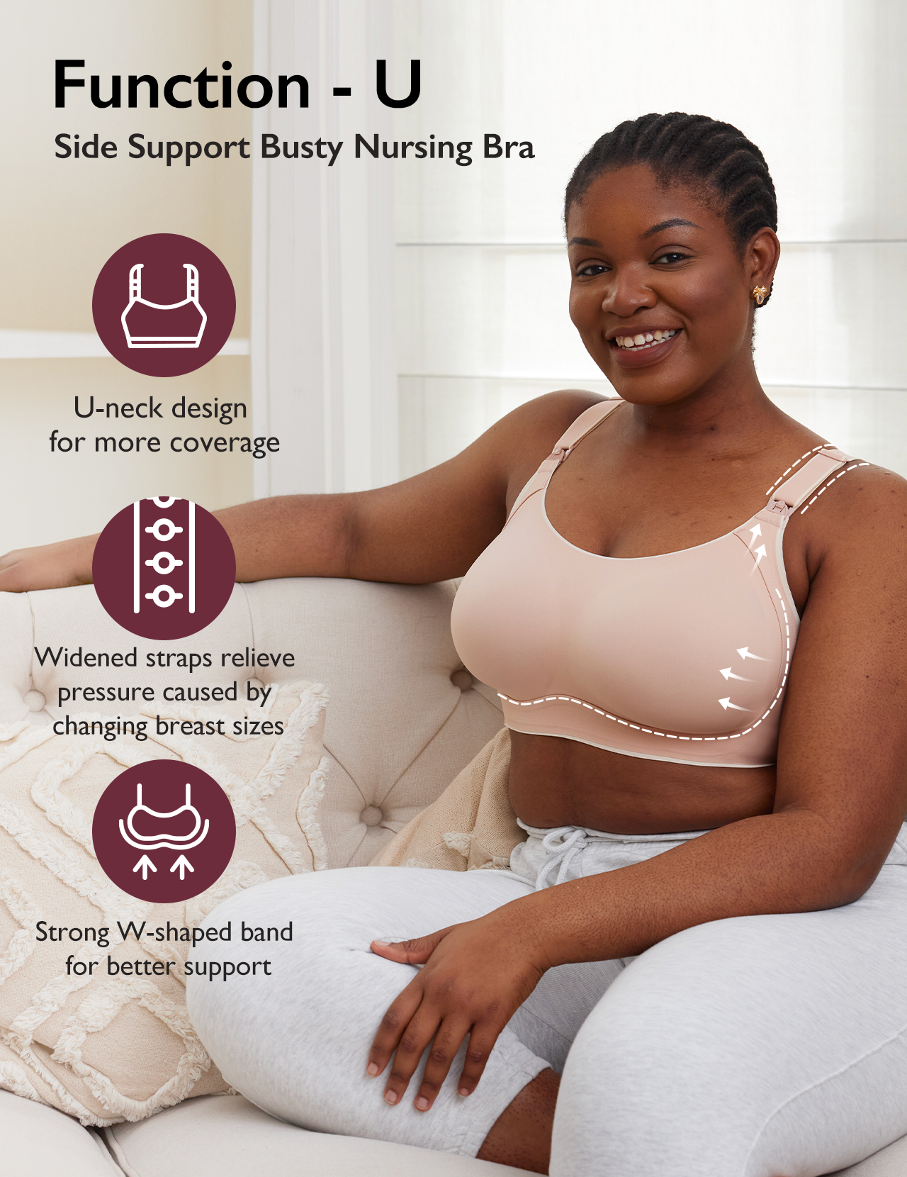 Function - U Side Support Busty Nursing Bra