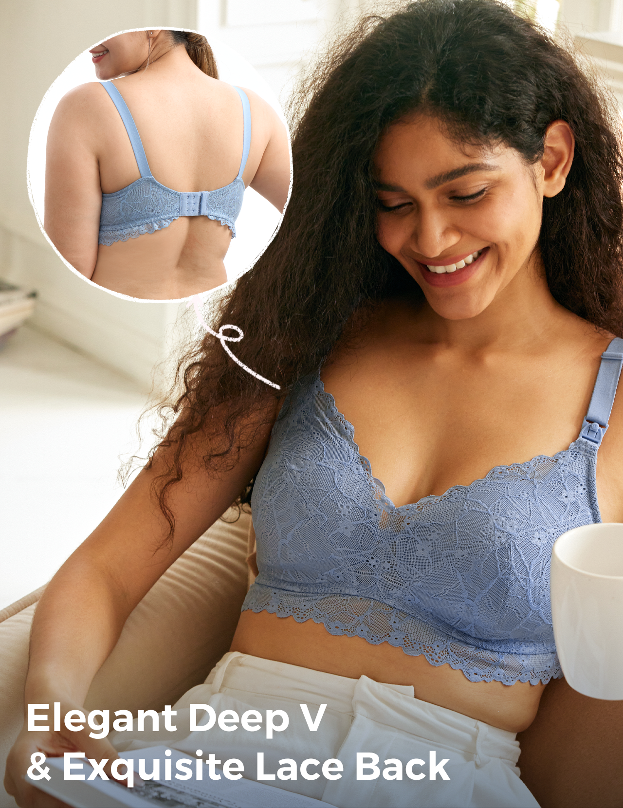 Soft Lace V Neck Nursing Bra