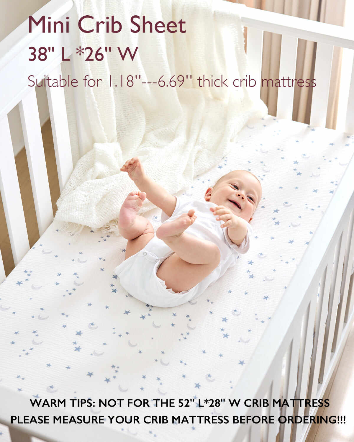 2 种尺寸的 Momcozy 薄纱婴儿床单