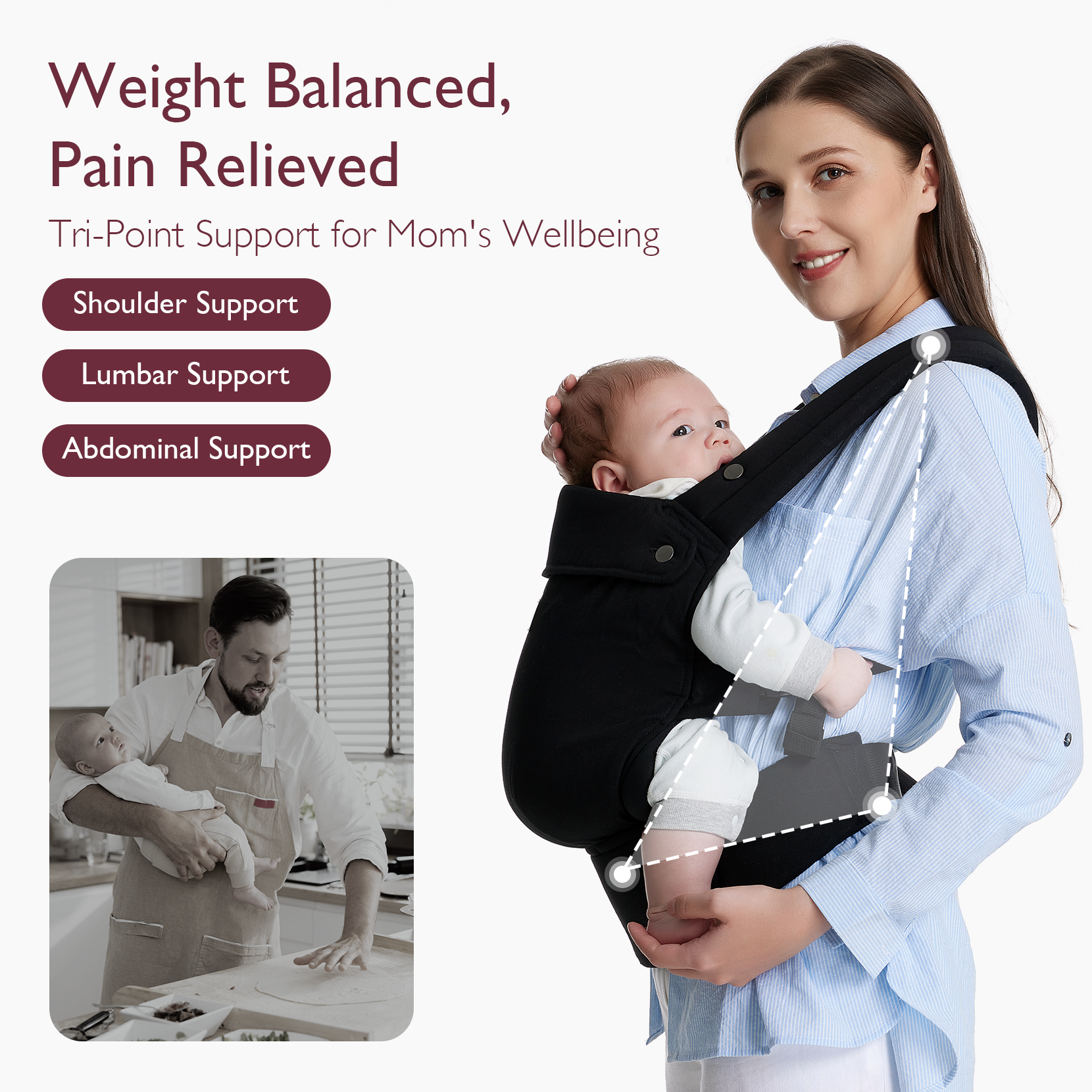 Ergonomic,Cozy and Lightweight - Baby Carrier Newborn to Toddler