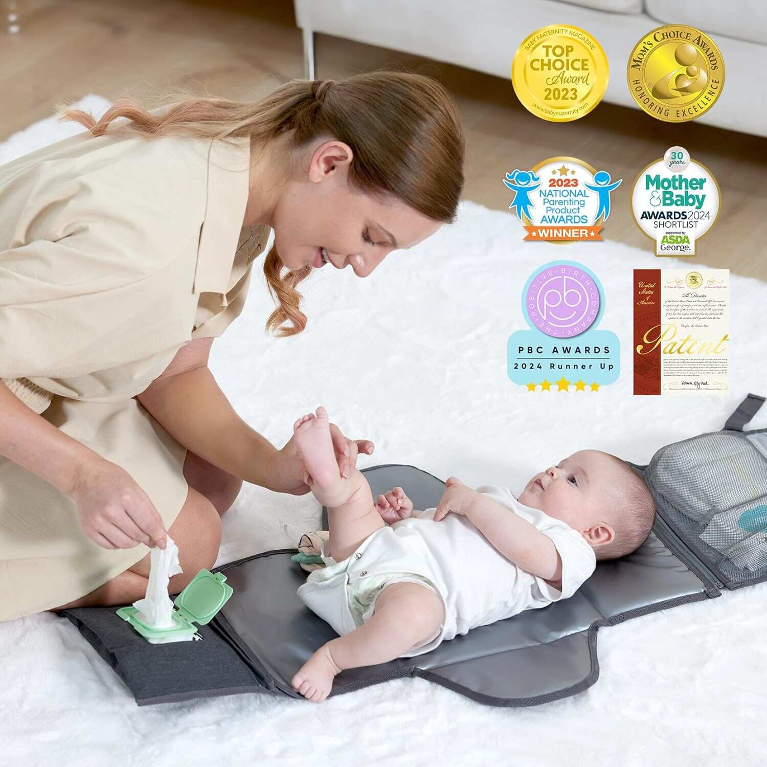 Momcozy 二合一换尿布包 - 便携式换尿布垫