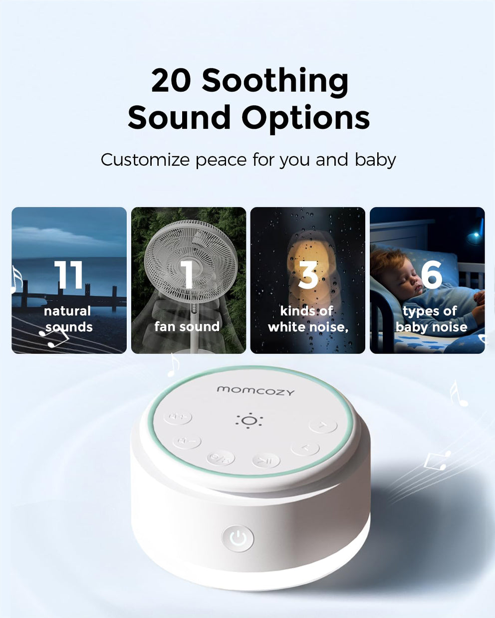 Momcozy Portable Baby Sound Machine - Long Battery Life