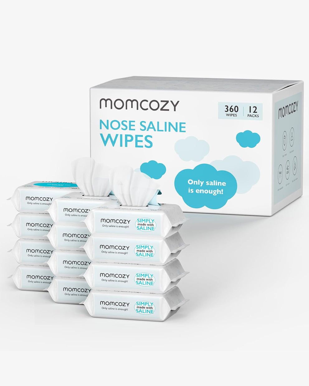 Momcozy Saline Nose and Face Baby Wipes