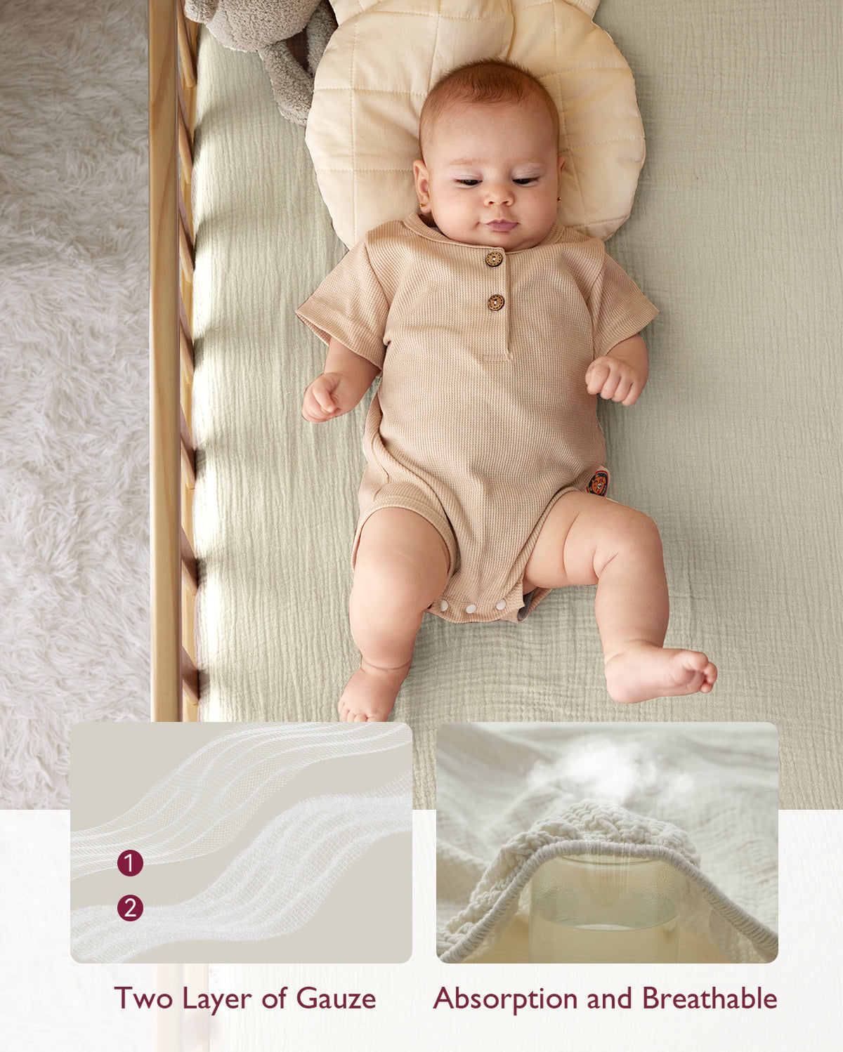 Momcozy Muslin Fitted Crib Sheets - 2 sizes