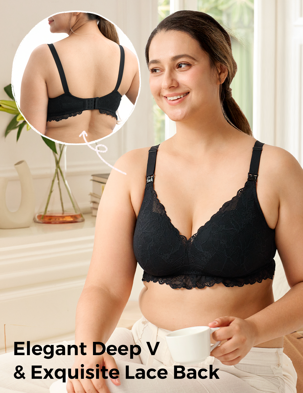 Soft Lace V Neck Nursing Bra