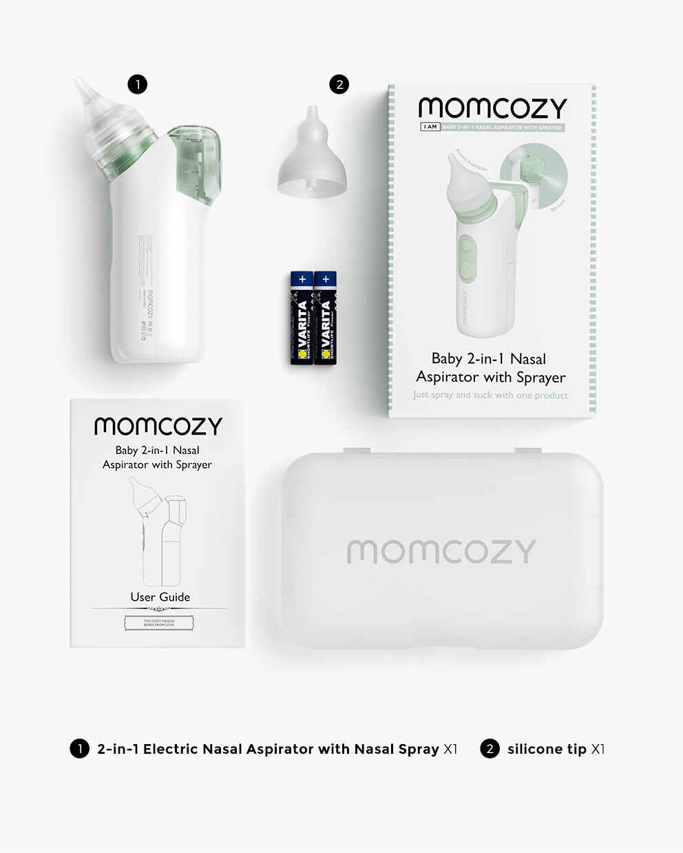 Momcozy 婴儿二合一吸鼻器 (带喷雾器)