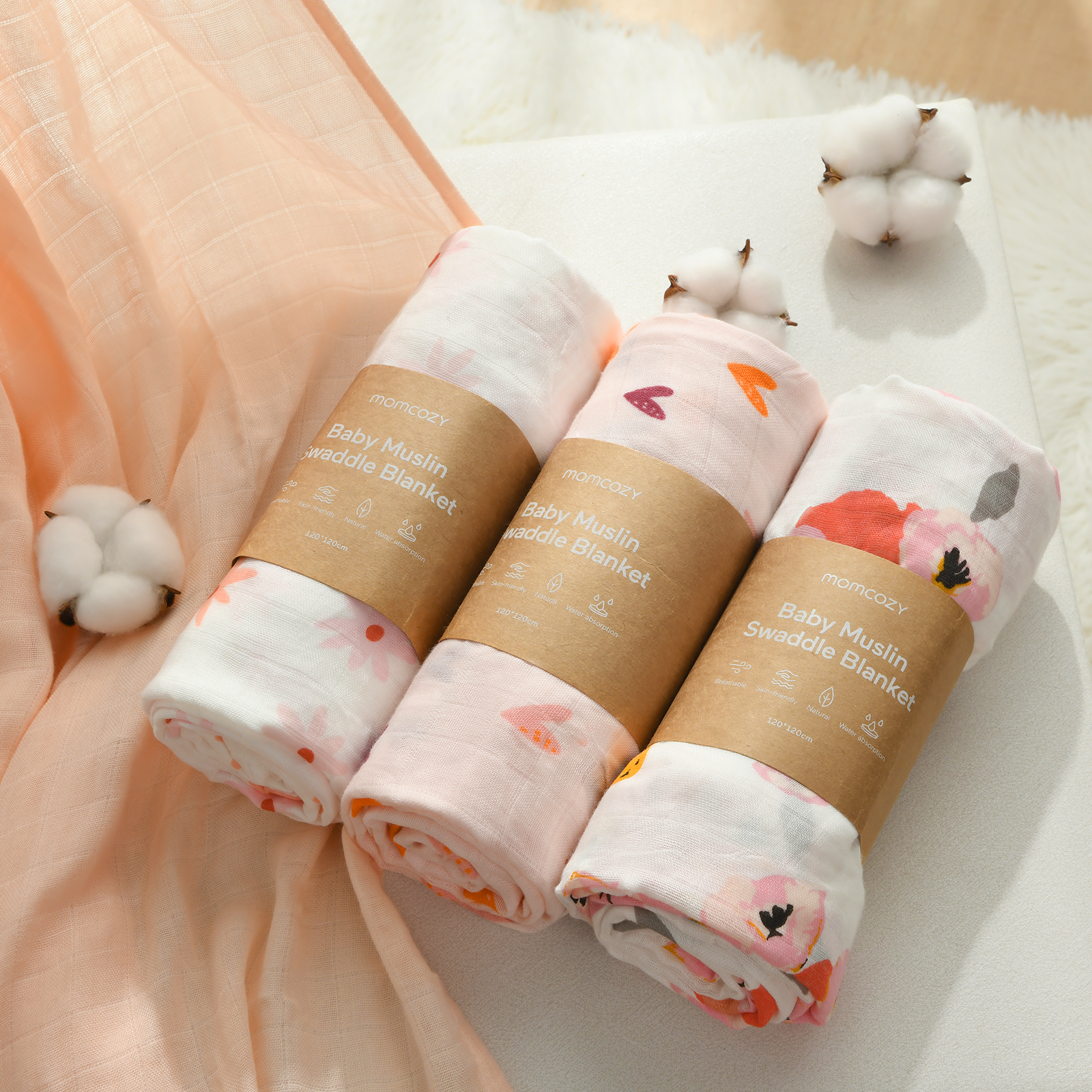 Momcozy 柔软升级薄纱襁褓毯