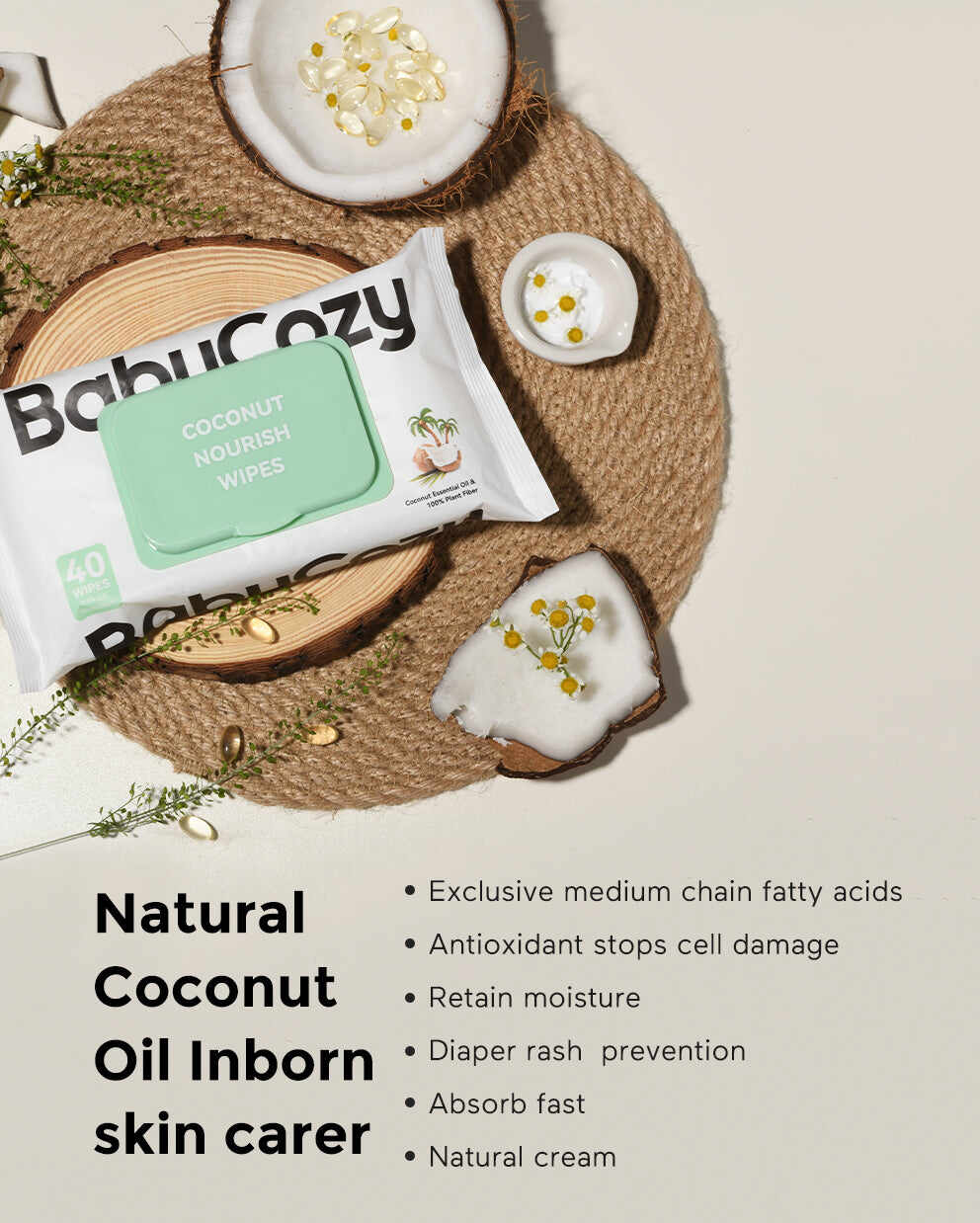 BabyCozy 婴儿滋润湿巾（6 包，240 片）
