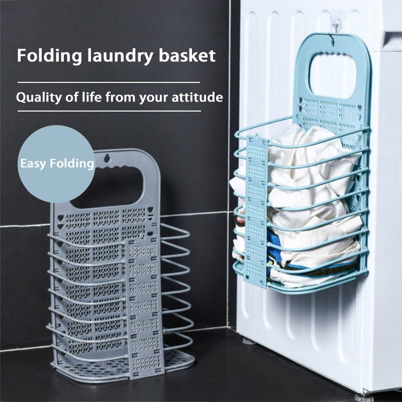 Folding wall-mounted non-perforated storage baskets