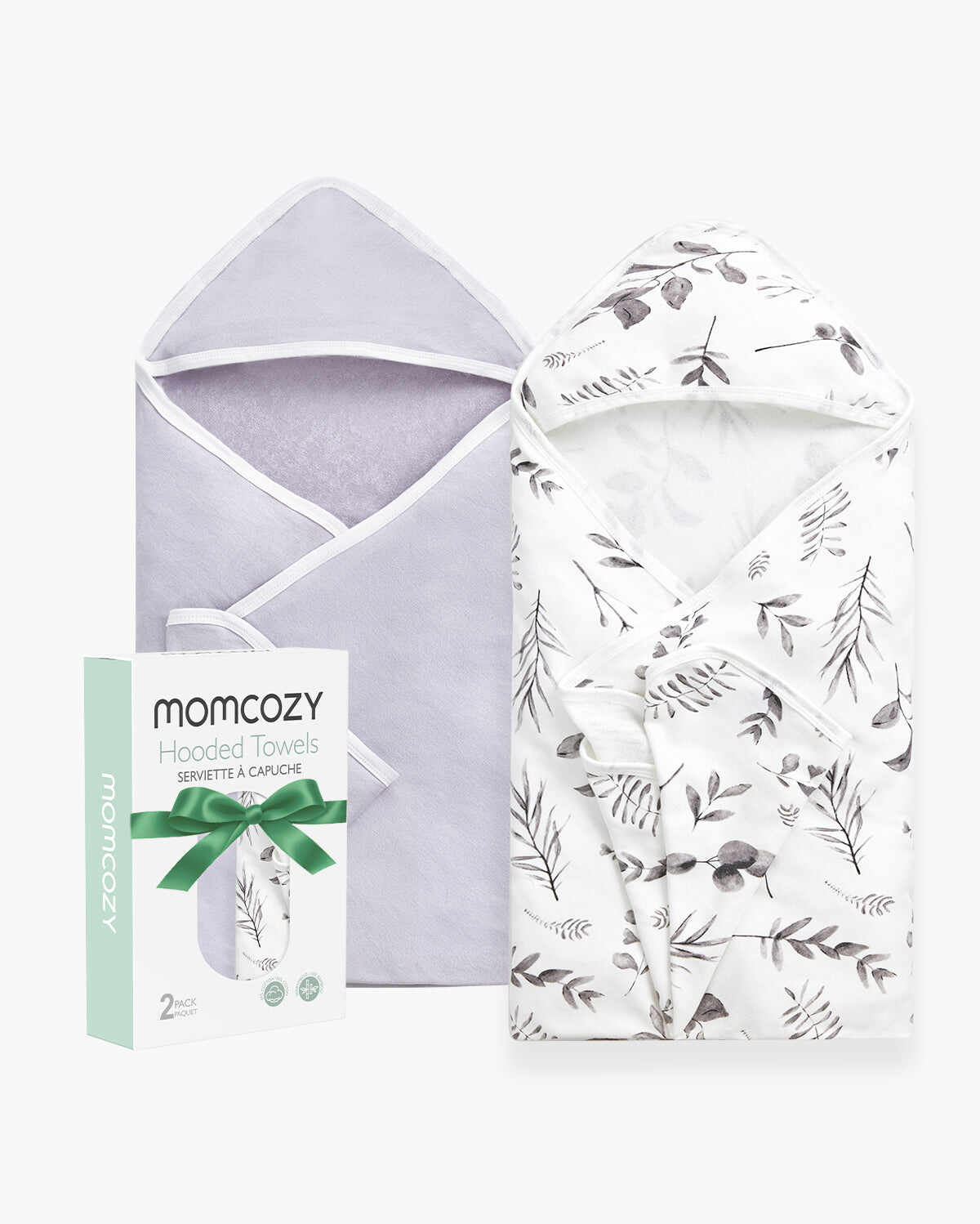 Momcozy 新生儿淋浴用连帽巾 - 2 条装（1 件装）
