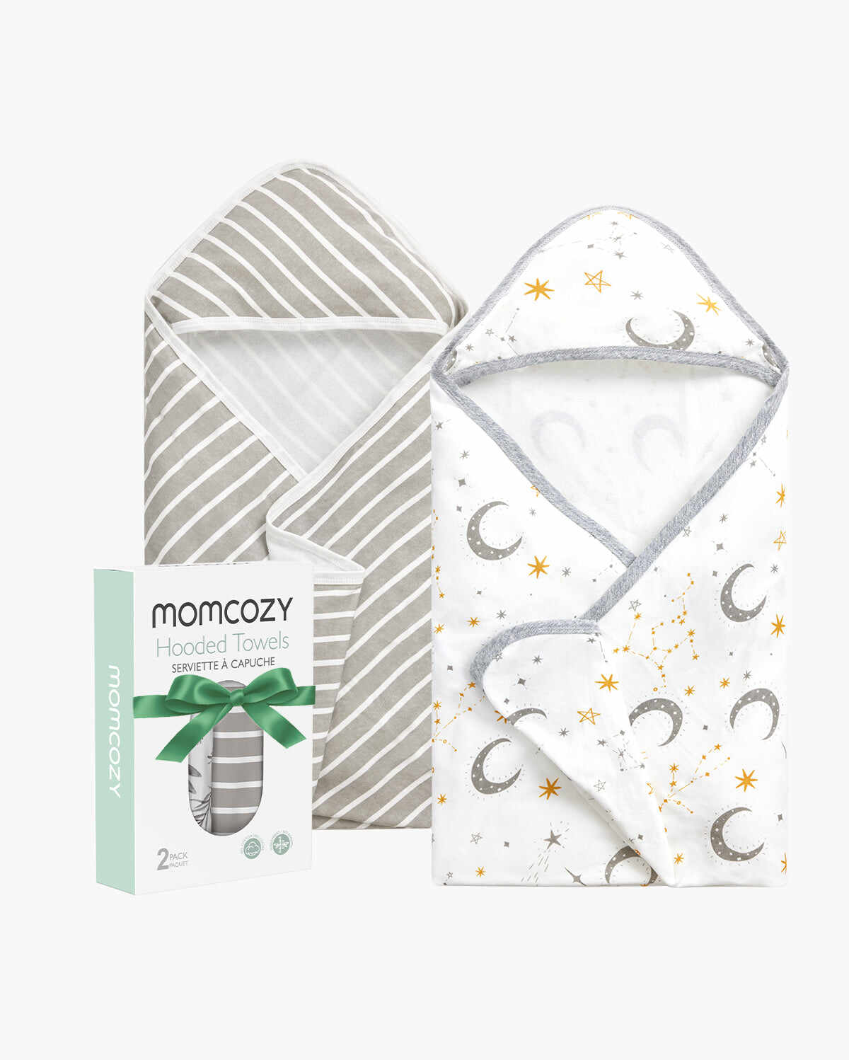 Momcozy 新生儿淋浴用连帽巾 - 2 条装（1 件装）