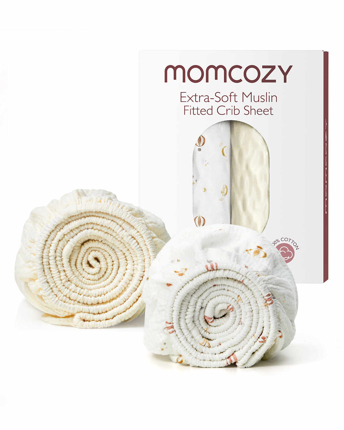 2 种尺寸的 Momcozy 薄纱婴儿床单