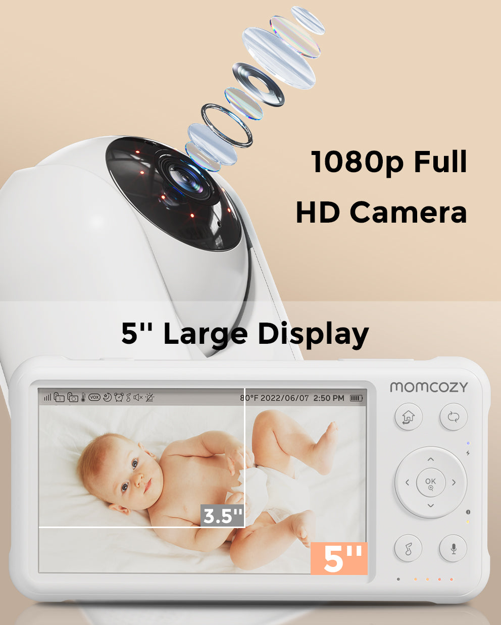 Safety First! Bundle: Single Baby Monitor and Single Retractable Baby Gate