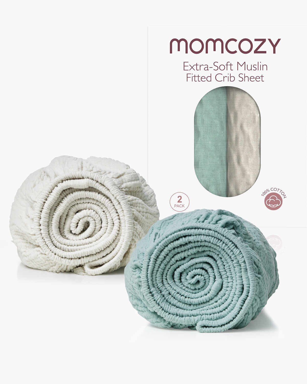 2 种尺寸的 Momcozy 薄纱婴儿床单