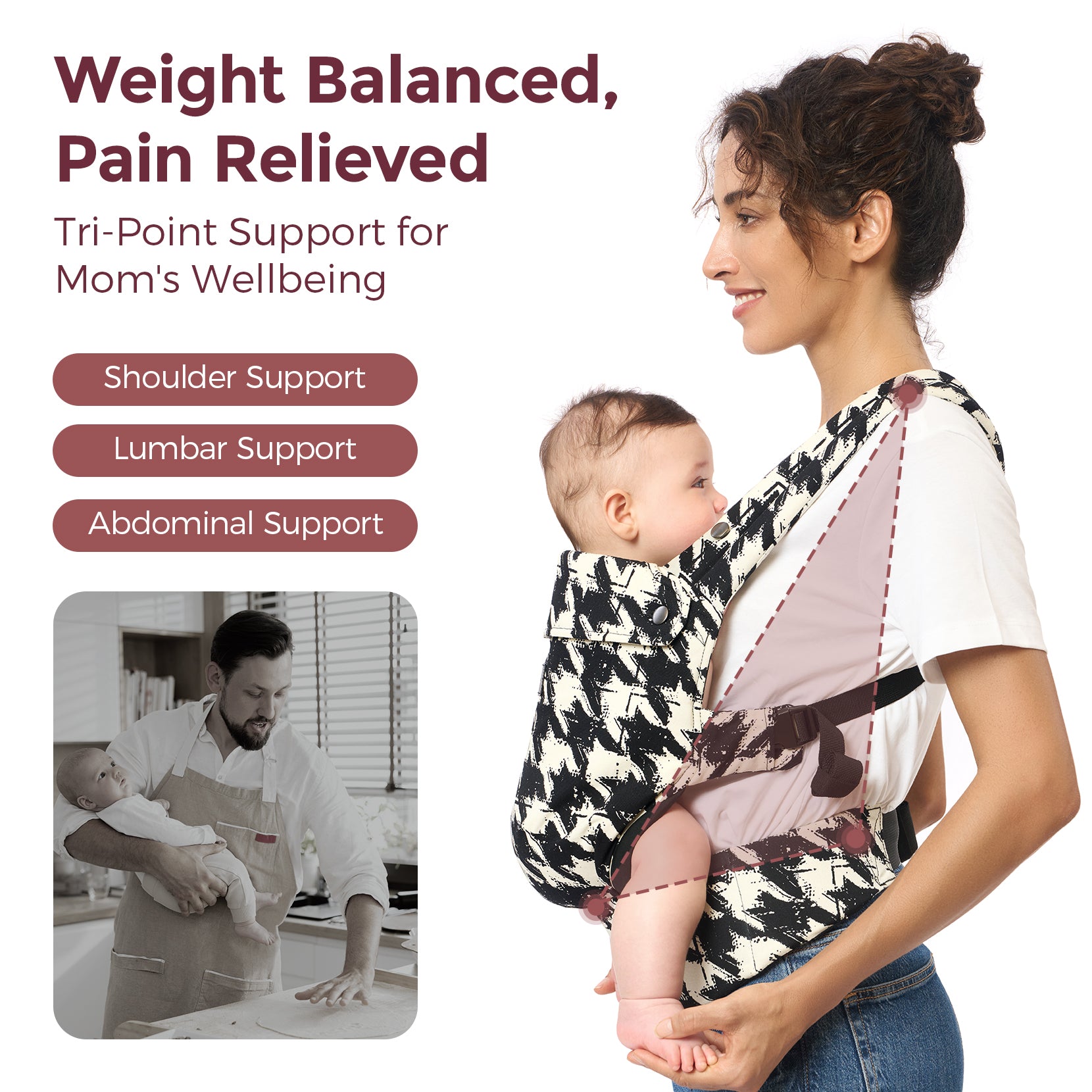 Ergonomic,Cozy and Lightweight - Baby Carrier Newborn to Toddler